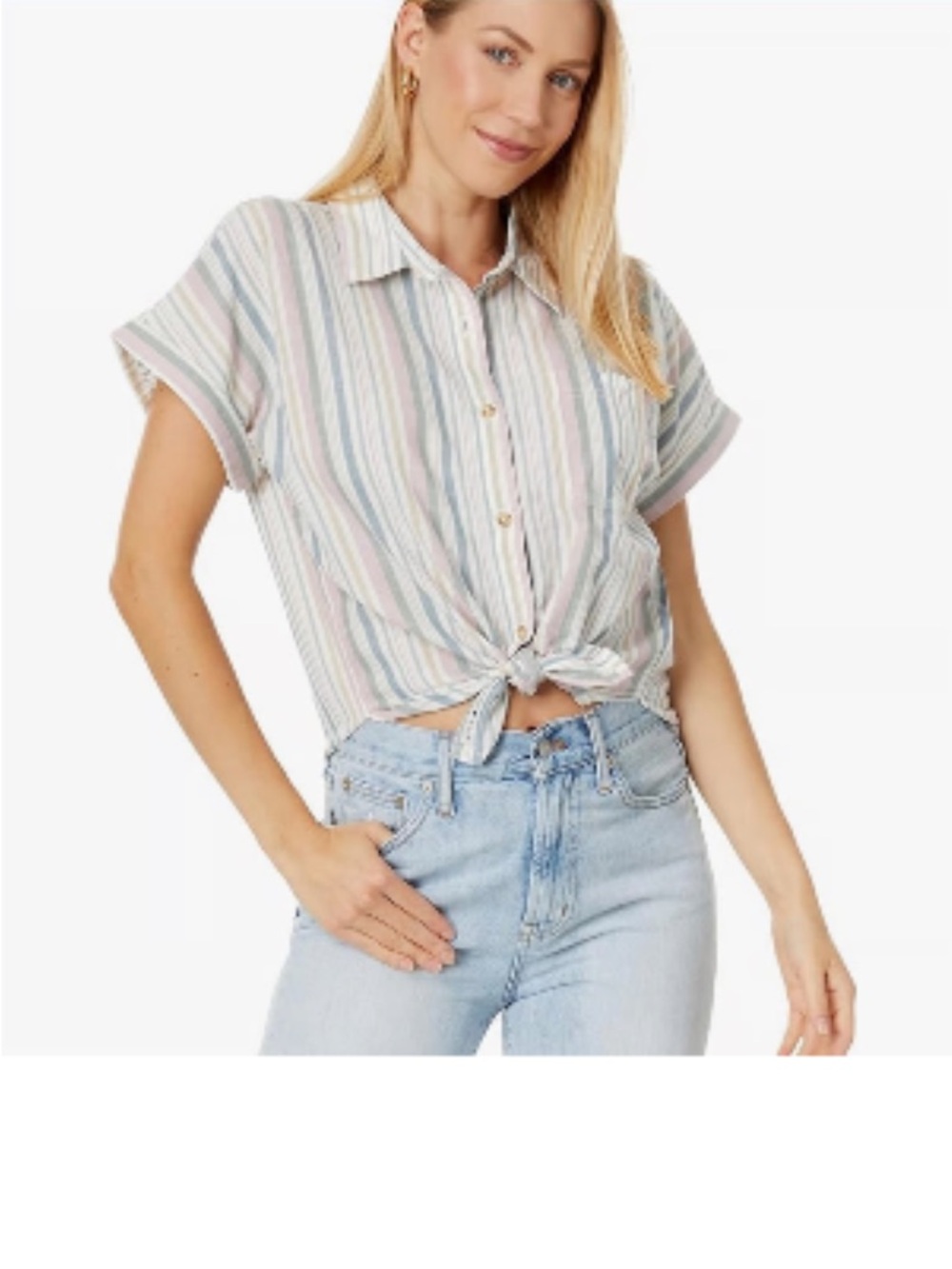 Lucky Brand LA Relaxed Striped Button-Front Shirt | Size Small
